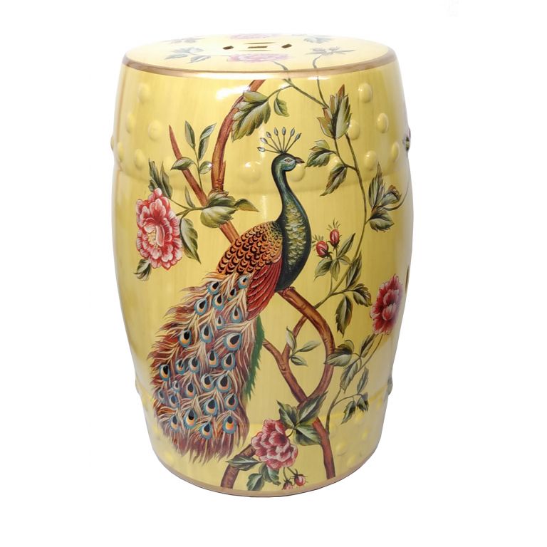Peacocks and Peonies Stool