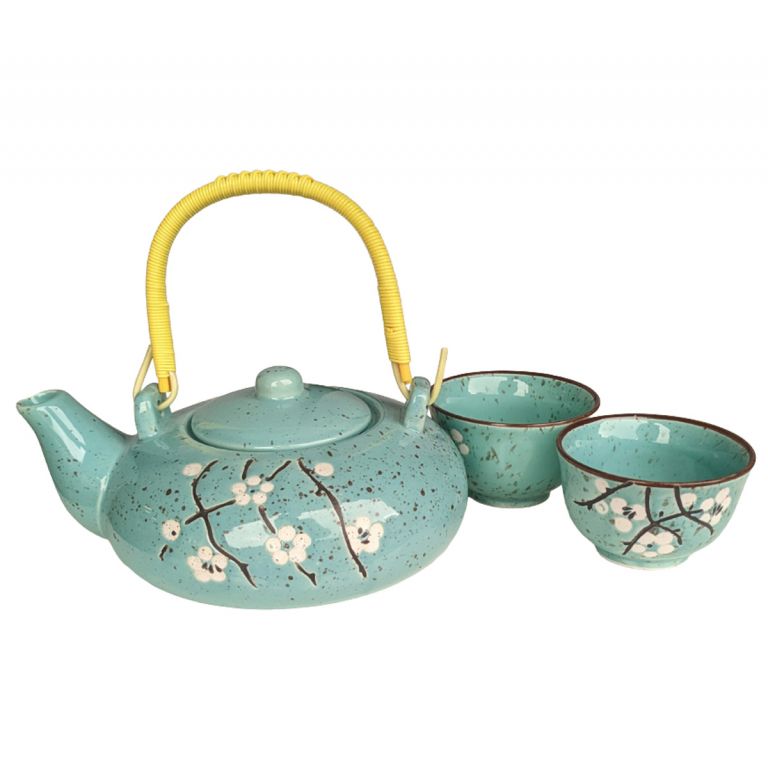 Duck-egg Floral Two Cup Teaset